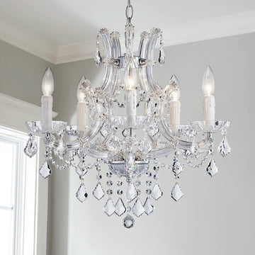 5 Light Crystal Maria Theresa Chandelier, Modern K9 Crystal Chandelier Lighting,Crystal Pendant Lighting Fixture for Dining Room,Bedroom,Living Room,H22 x W20 with Adjustable Chain A100-B07Y2VCWKN