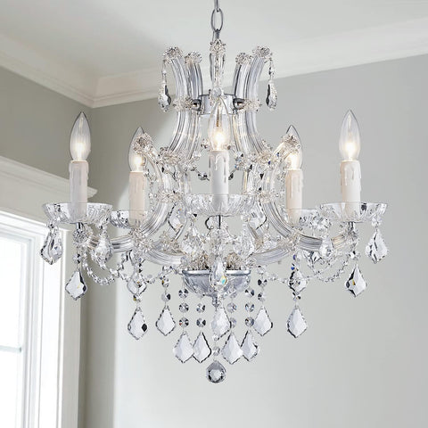 5 Light Crystal Maria Theresa Chandelier, Modern K9 Crystal Chandelier Lighting,Crystal Pendant Lighting Fixture for Dining Room,Bedroom,Living Room,H22 x W20 with Adjustable Chain A100-B07Y2VCWKN