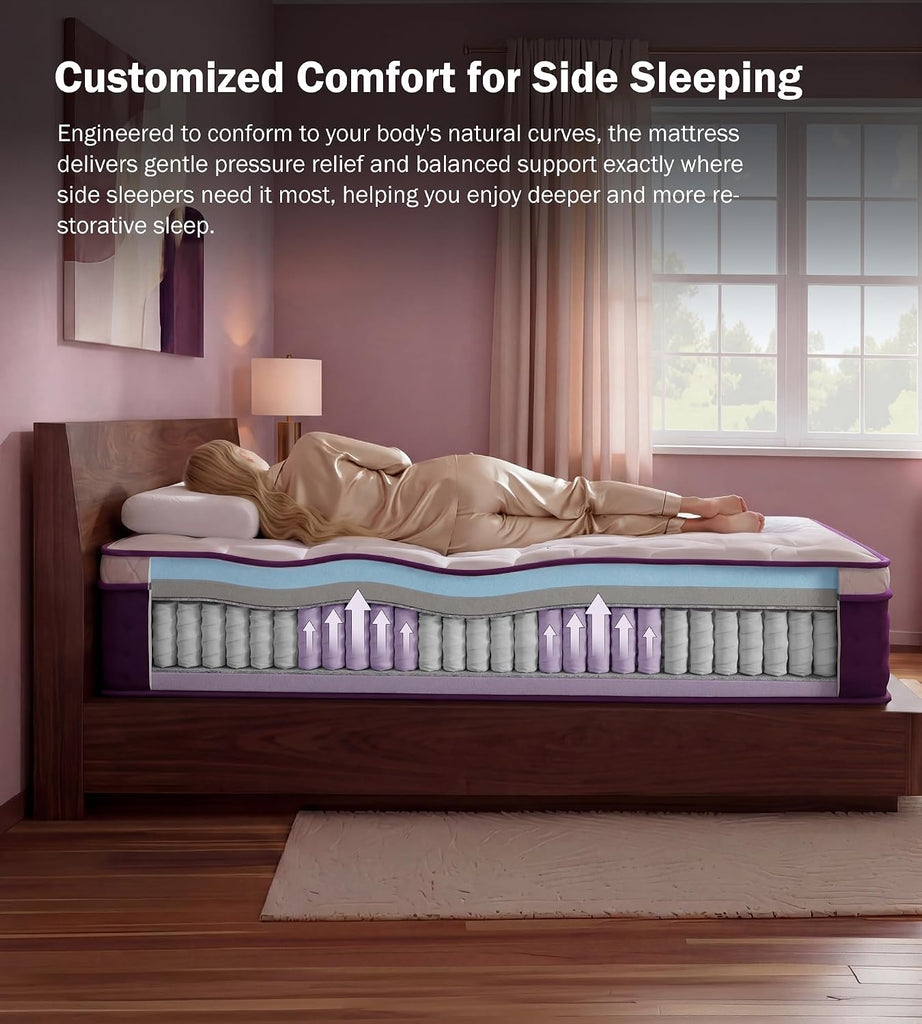 Soft Plush Queen Mattress 12 Inch Hybrid Mattress in a Box for Side Sleeper | Pocketed Springs and Gel Memory Foam