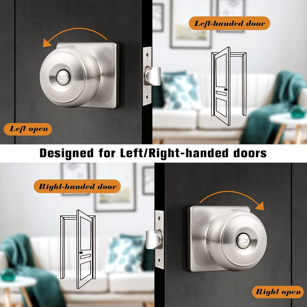 Brushed Nickel Square Door Knobs, Privacy Door Knobs , Interior Door Handles Stainless Steel, Modern Door Knobs with