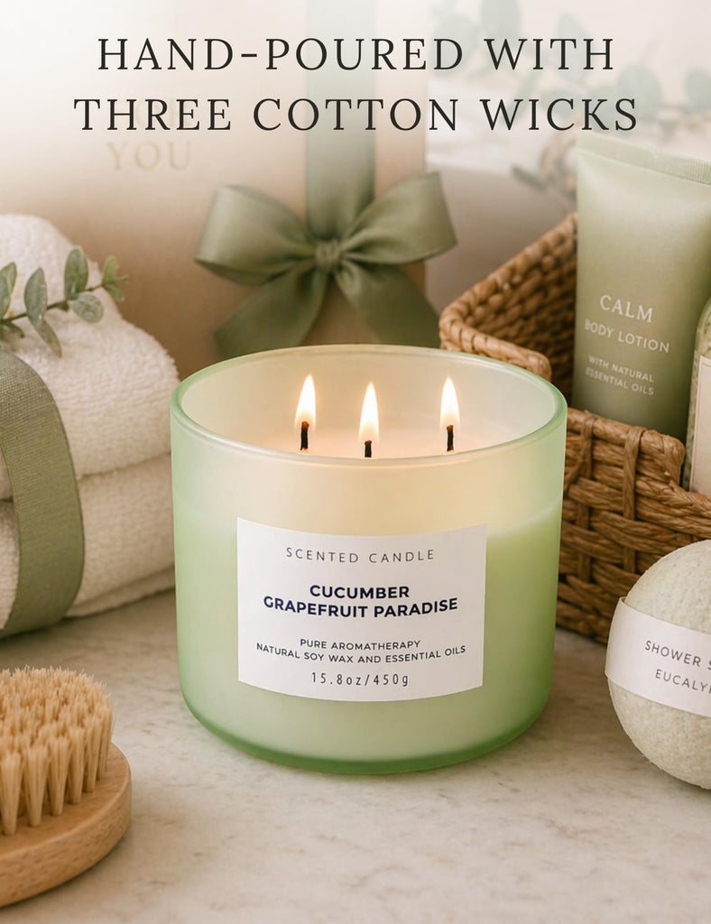 Cucumber Grapefruit Melon 3-Wick Soy Summer Scented Candle 15.8oz