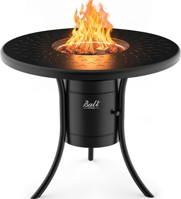 Dual 1-Pound Propane Fire Pit Outside, 26 inch Outdoor Fire Pit Black, Round Firepit Table for Outside Patio