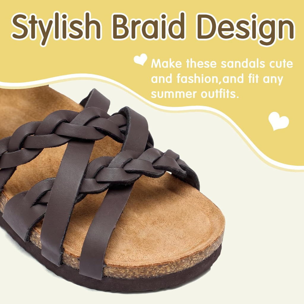 Girls Sandals Cork Footbed, Adjustable Straps Little/Big Kid