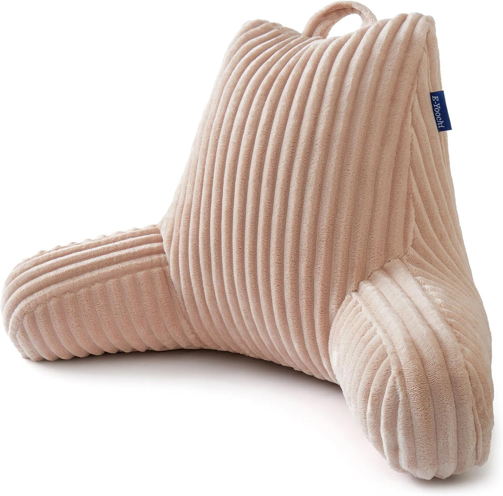 Reading Pillow for Sitting up in Bed, Adjustable Memory Foam Bed Rest Pillow, Wide-wale Plush Cover Machine Washable