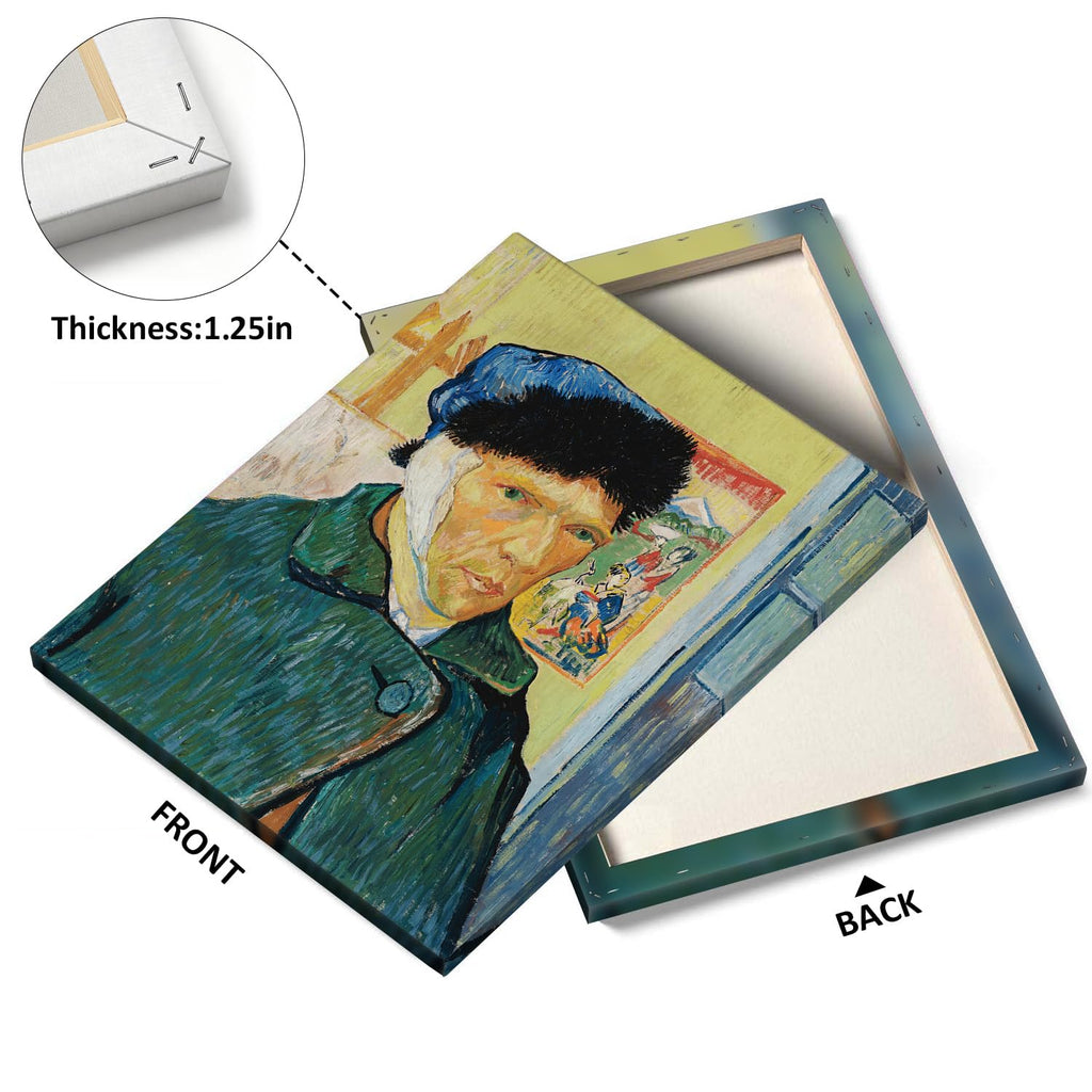 Self-Portrait with Bandaged Ear by Van Gogh - Canvas Wall Art Framed Oil Painting Reproduction, High-Definition