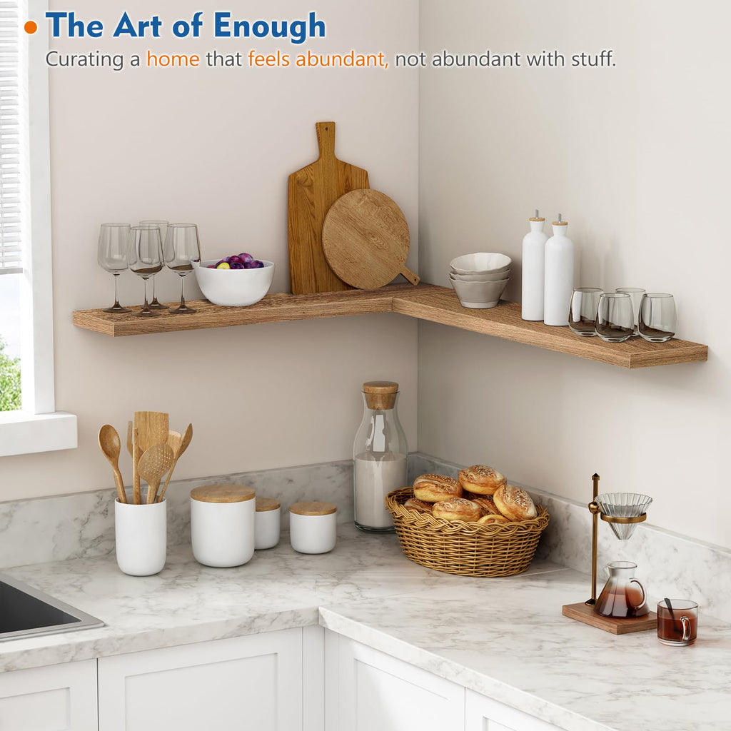 Elm Floating Shelves for Wall 36 Inch x 8 Deep, Long Wall Shelf