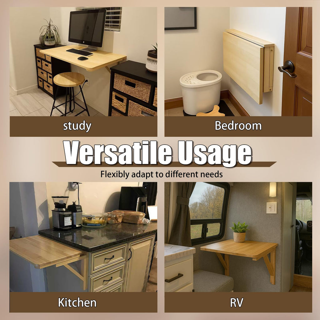 Wall Mounted Folding Table for Laundry Room, Wall Mounted Fold Down Desk for Small Saving Spaces, Kids Floating Desk