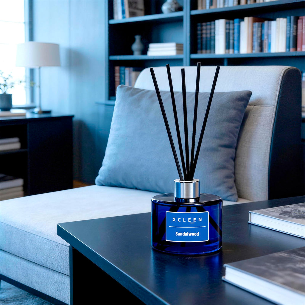 Reed Diffuser Set, 6.7 fl oz Sandalwood Scented Oil Diffuser with Sticks, Reed Diffusers Bathroom Shelf Decor
