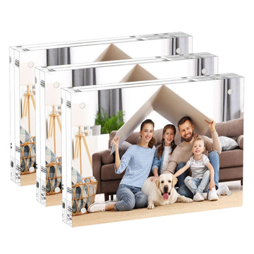 5x7 Acrylic Picture Frames 3 Pack, Clear Picture Frames, 20% Thicker