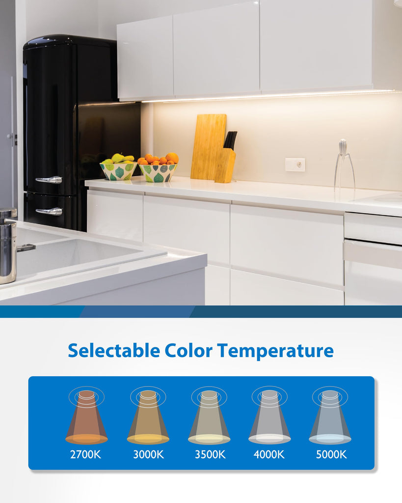 9" LED Direct Wire Under Cabinet Light with On/Off Switch - Dimmable LED Lights - Selectable CCT 2700K-5000K, 340-360