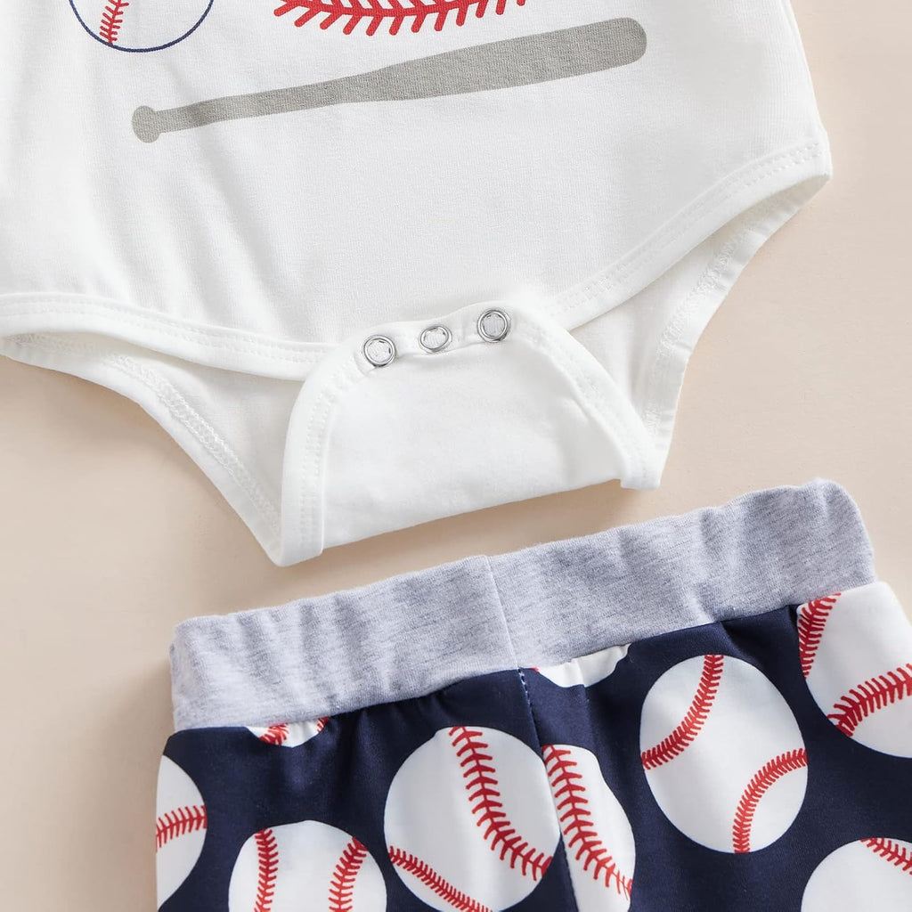 Newborn Baby Boy Baseball Outfit New Player in Town Romper Baseball Jogger Pants 3Pcs Coming Home Outfit