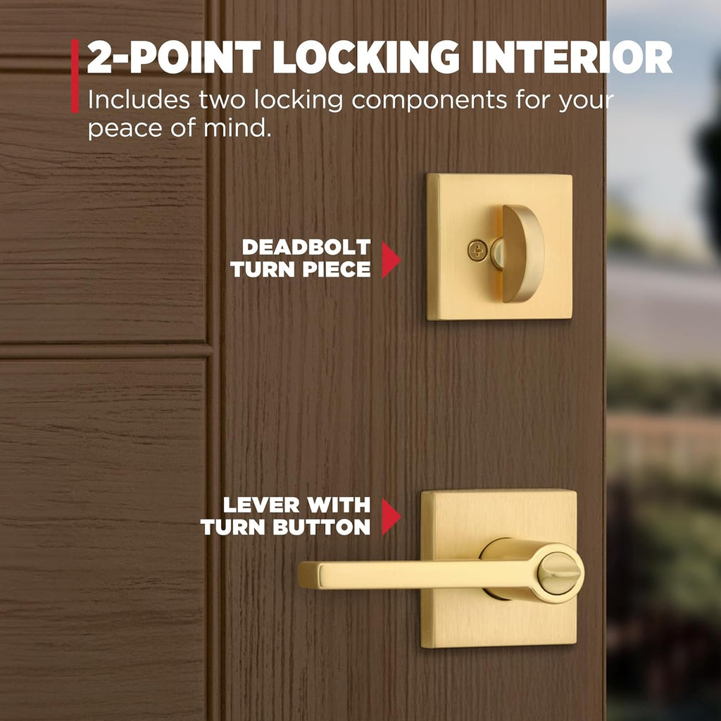 Peralta Front Door Lock Handle and Deadbolt Set, Entry Handleset Exterior with Interior Reversible Lever - Door Handleset
