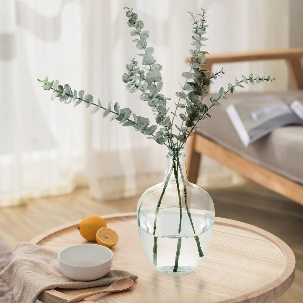 Glass Jug Vase 10" Tall, Clear Flower Vase, Decorative Bottle Vase, Mantel