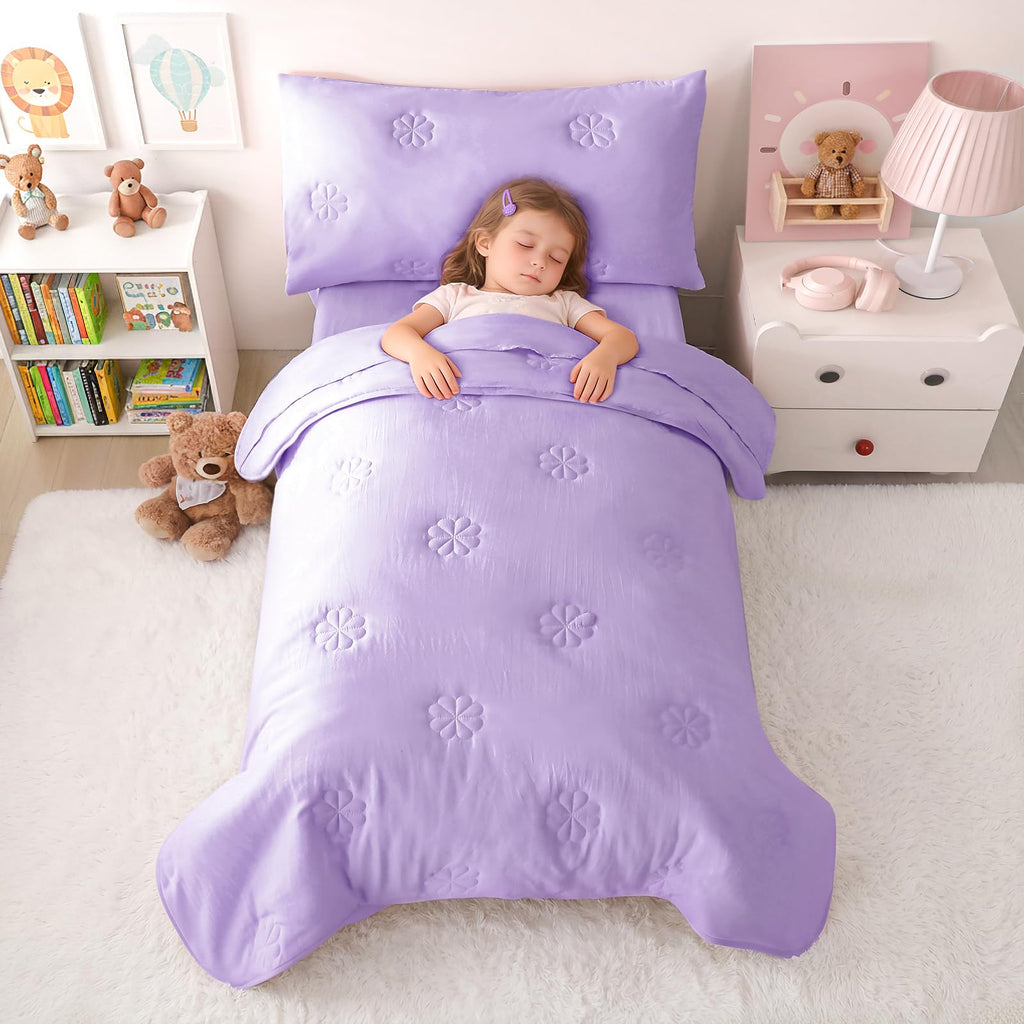 Toddler Bedding Set for Girls Boys Kids Comforter Set Light Purple