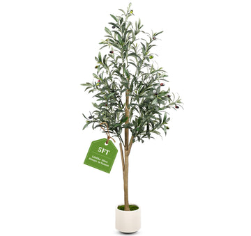 Artificial Olive Tree 5FT with Natural Wood Trunk Faux Plant