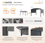 12' x12' Outdoor Retractable Pergola, Aluminum Pergola with Canopy Fixed in Various Positions