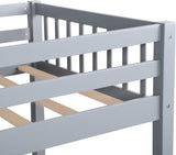 Twin L-Shaped Bunk Bed with Storage Drawers, Wooden Bunk Bed for 4, Grey