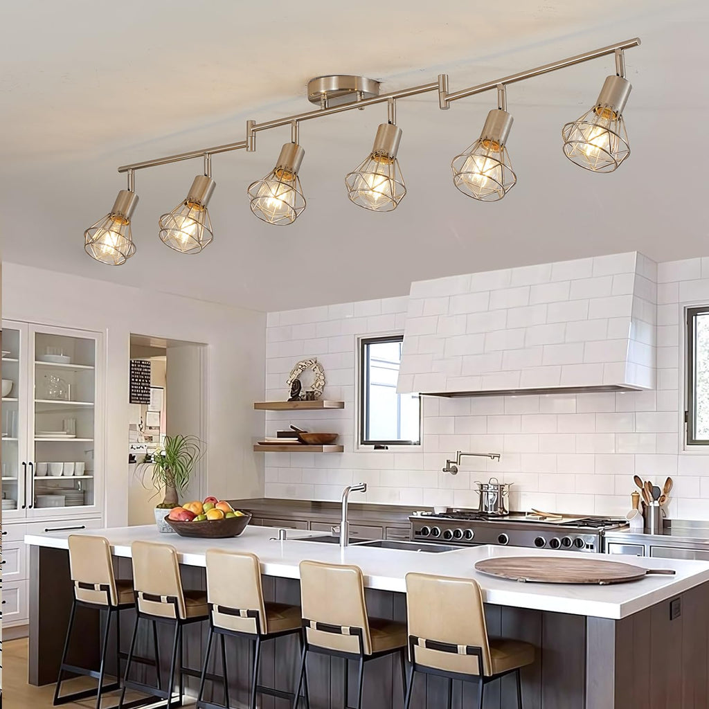 Farmhouse Track Lighting Fixtures Ceiling with Flexibly Rotatable Light Heads - Kitchen Lights Ceiling Mount