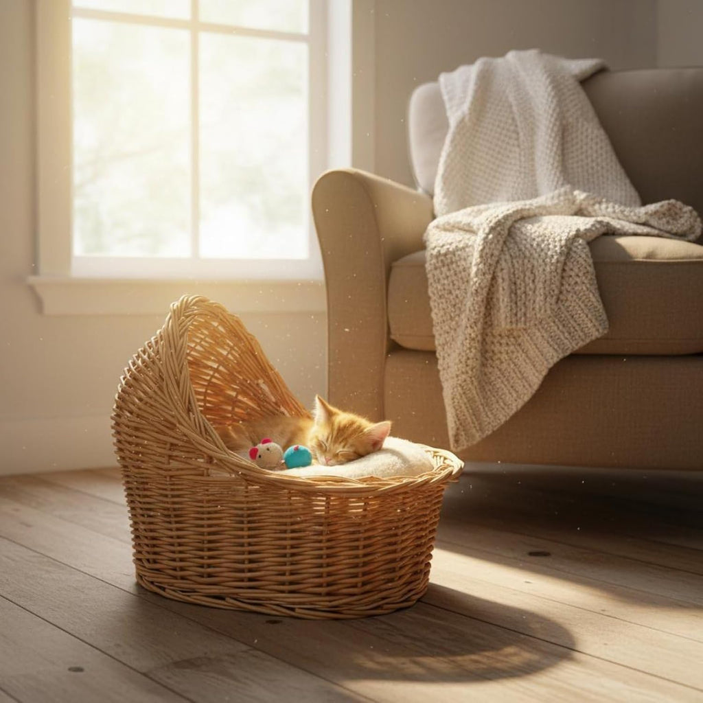 Wicker Cat Bed handwoven basket rattan cradle material decorative storage suitable for gift giving home decoration