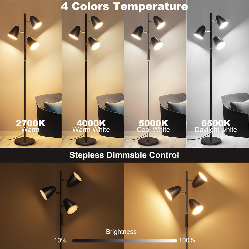 LED Floor Lamp, Modern Dimmable Standing Lamp with 4 Color Temperature, Remote and Touch Control, Tree Floor Lamp
