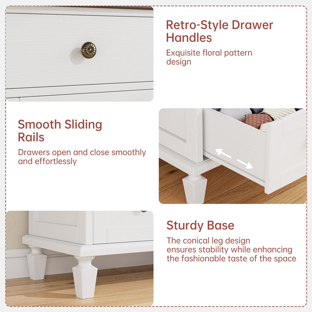 6 Drawer, 47" Vintage, White