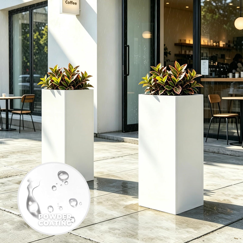 Metal Outdoor Planter Box 14"x14"x30" Tall Steel Planter