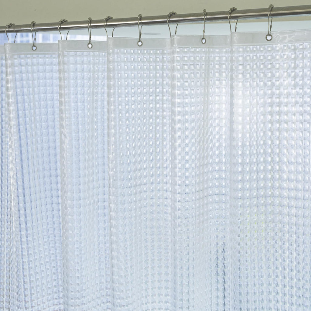 76 inch Long Shower Curtain Liner, EVA Heavy Duty Longer Bath Clear Shower Liner with 3 Strong Weighted Magnets, 100%