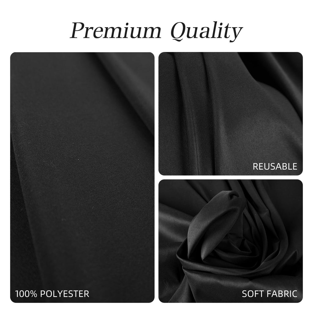 6 Pack Round Table Cloth 90 Inch Black Cloth Fit 5FT Round Table