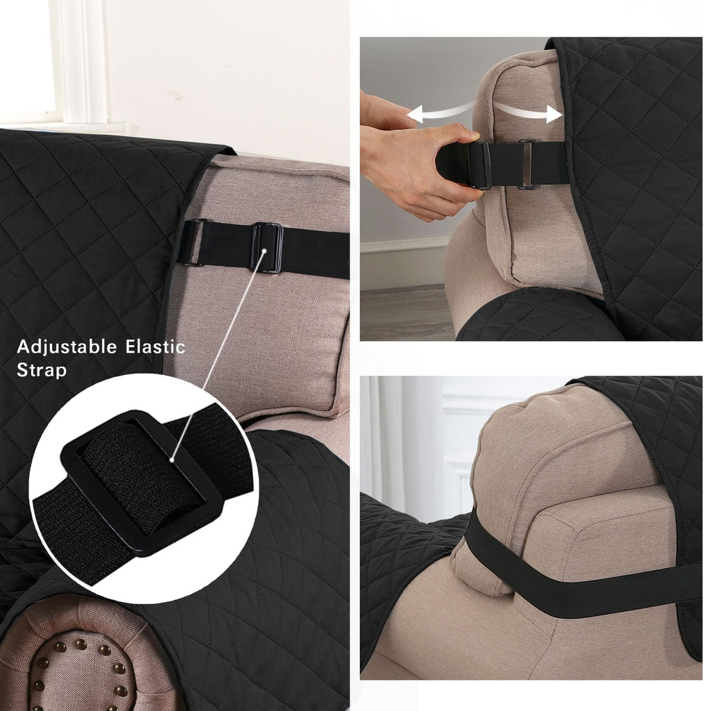 Reversible Chair Covers Water Repellent Chair Slipcover for Dogs Pets Furniture Protector Cover with Elastic Strap