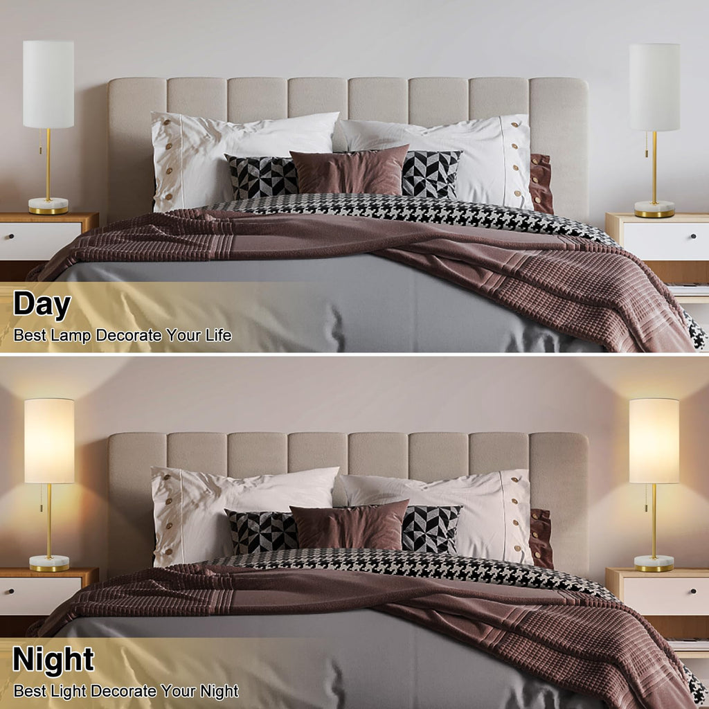 18" Desk Lamp & Table Lamp Set of 2, Bedside Lamps with Marble Base
