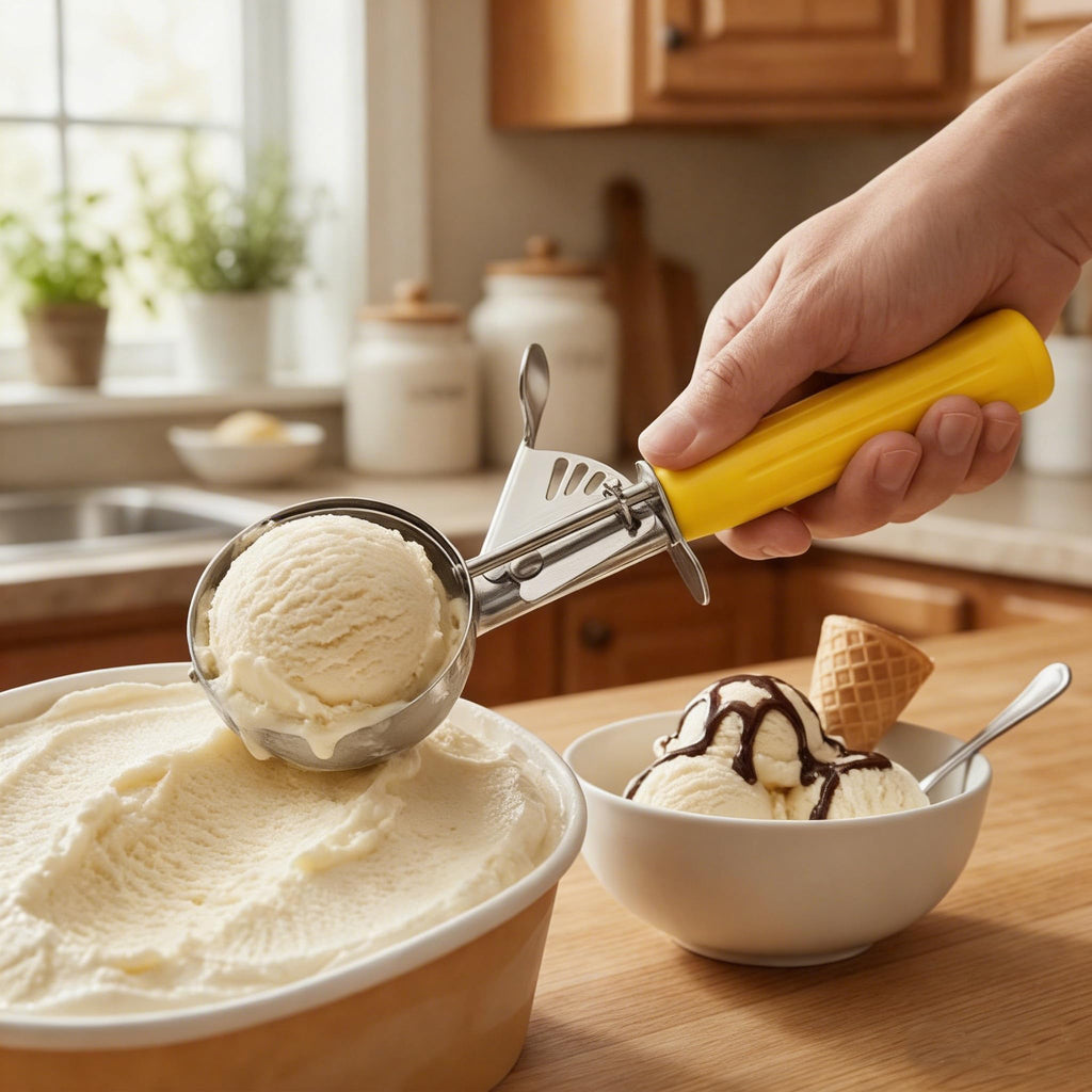 Commercial-Grade Ice Cream Scoop 1.63 oz, 18/8 Stainless Steel Cookie Scoop with Plastic Handle, Portion Control