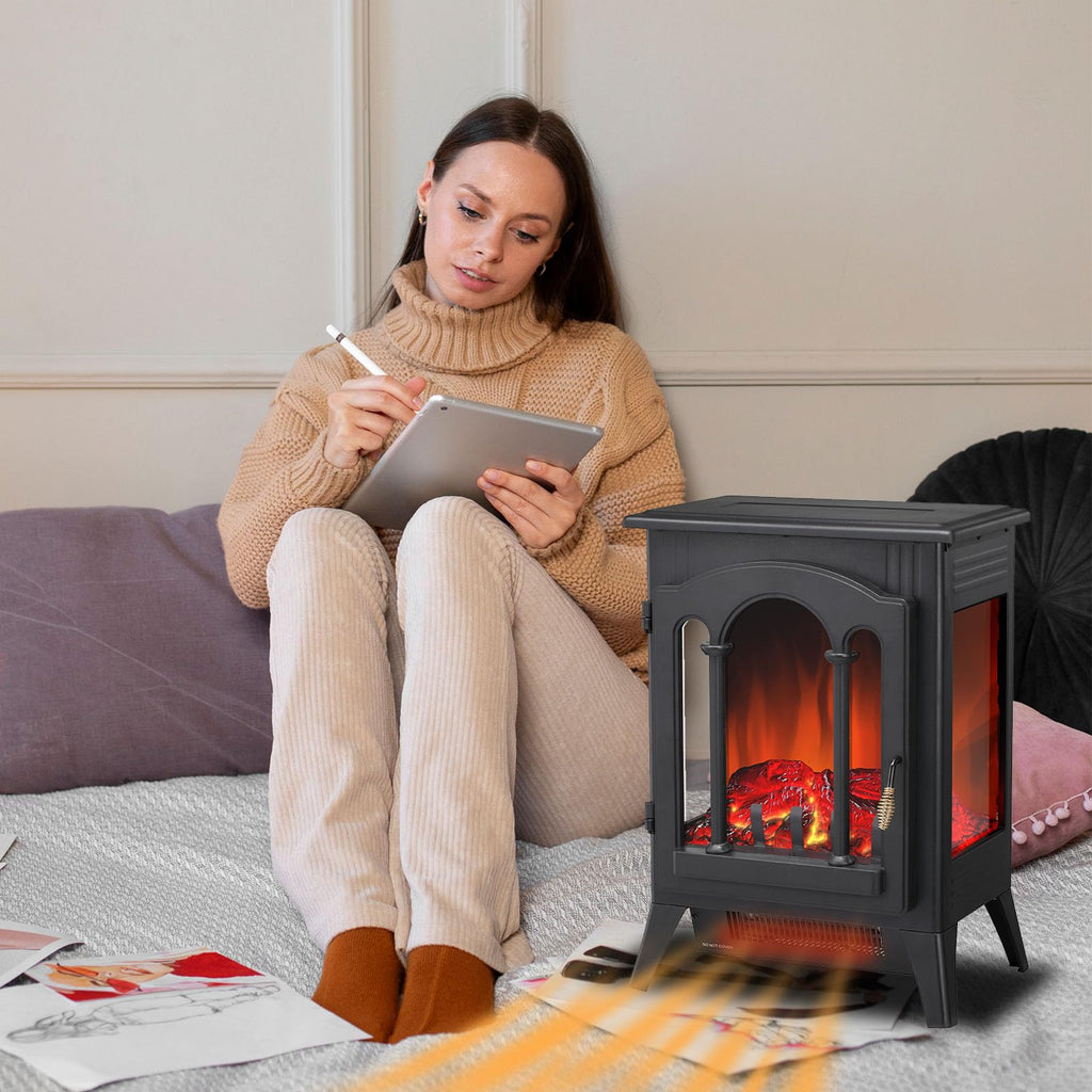Indoor 22.8" Electric Fireplace Stove, 5100 Btu Freestanding Heater