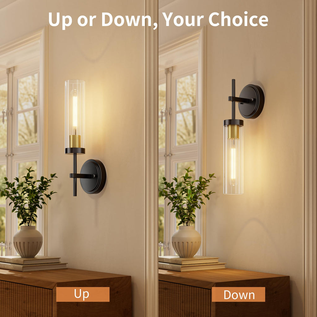 Modern Bathroom Sconces Set of 2, Hardwired Vanity Light Fixtures