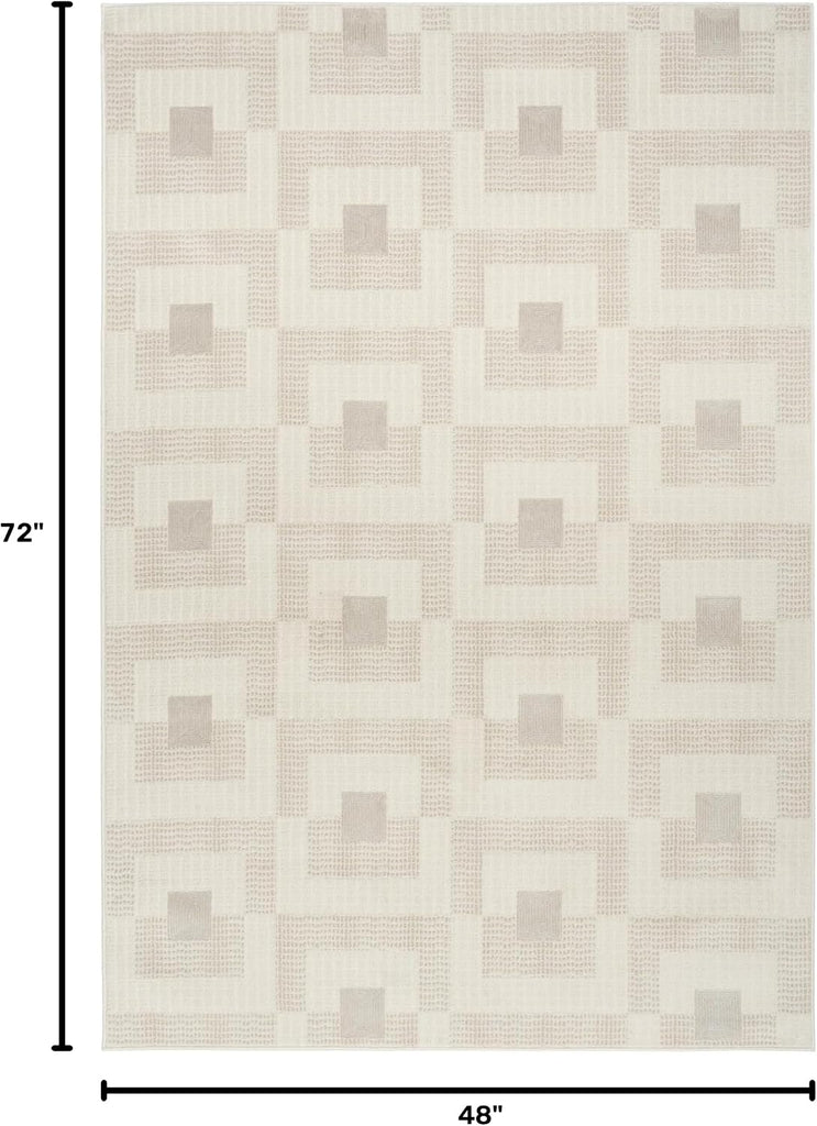 Home Nordic Ivory Beige Area Rug - Easy Clean, Non Shedding, Bed Room, Living Room, Dining Room, Kitchen (4'