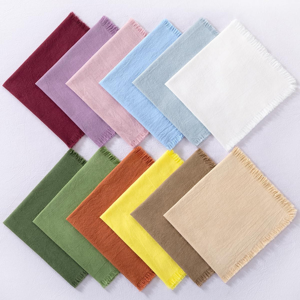 Olive Green Summer Fall Linen Reusable Cloth Napkins Set of 12
