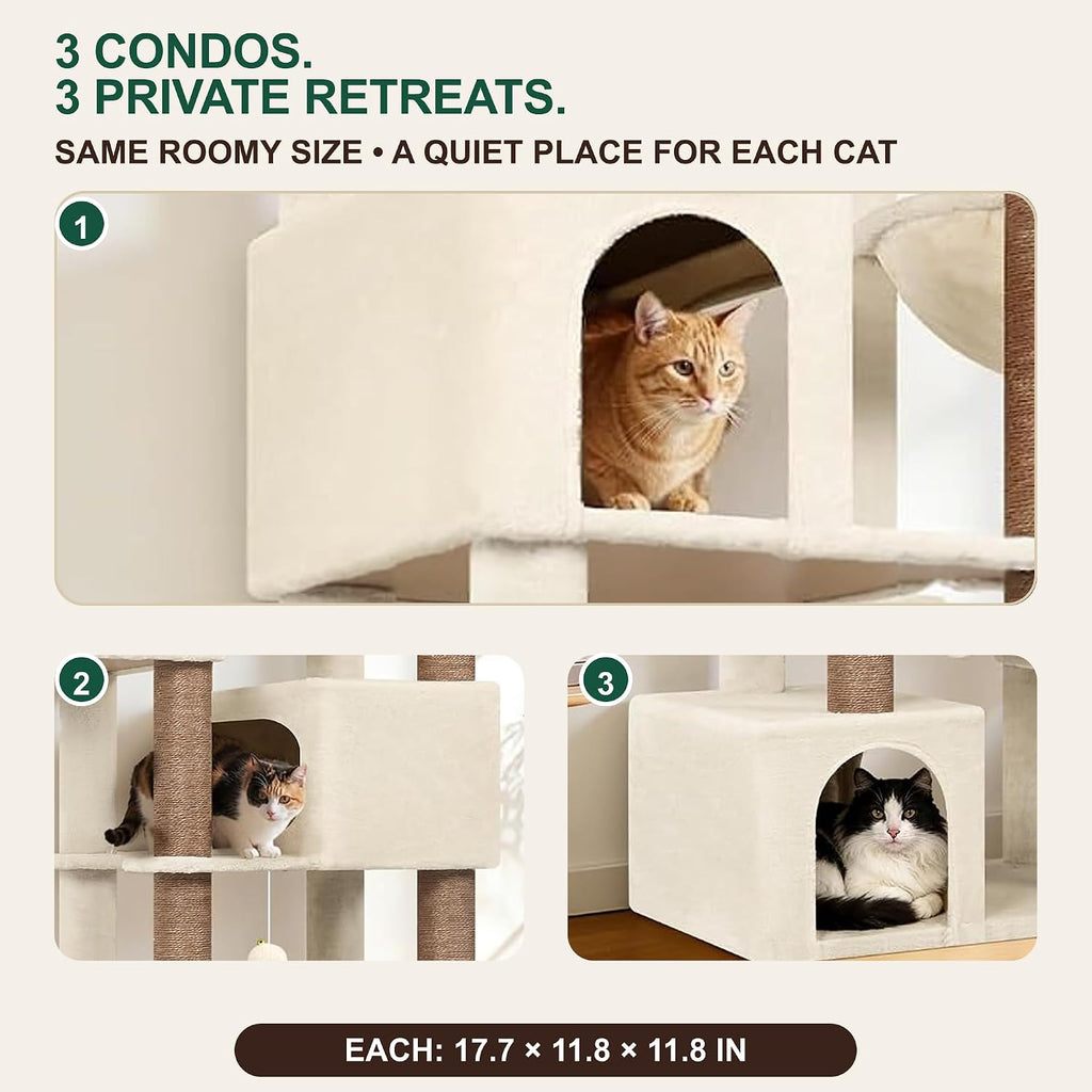 Large Cat Tree for Large Adult Cats, Tall Sturdy Cat Tower
