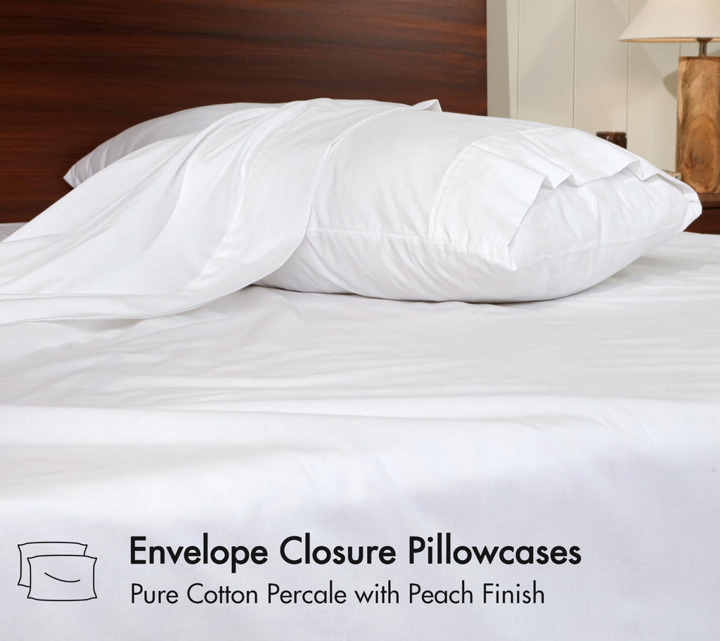 100% Cotton King Sheets, Percale King Size Sheets Set, Bright White