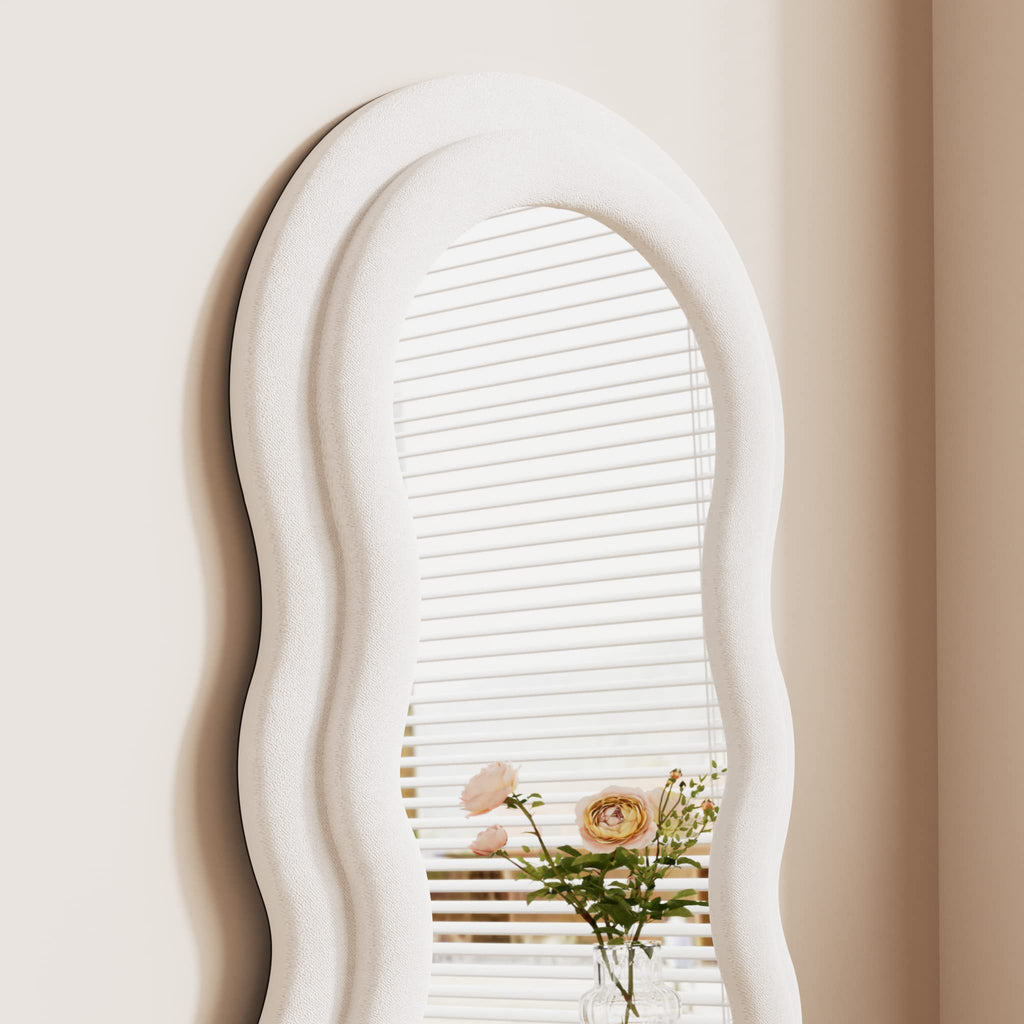 Full Length Mirror, 63"x 24" Wavy Floor Standing Mirror (White)