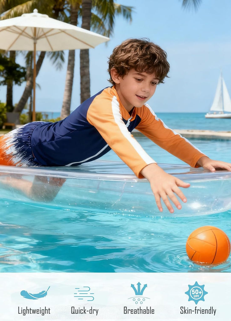 Boys Two Piece Swim Set Zipper Rash Guard Swimsuits Bathing