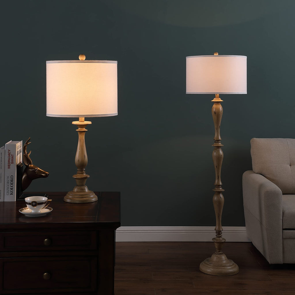 Coastal Wood Effect Polyresin Floor Lamp, 61.5"