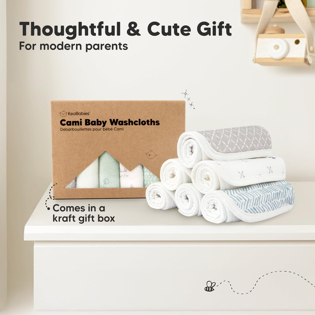 6-Pack Cotton Baby Washcloths for Newborn, Organic Cotton Muslin (Nordic)