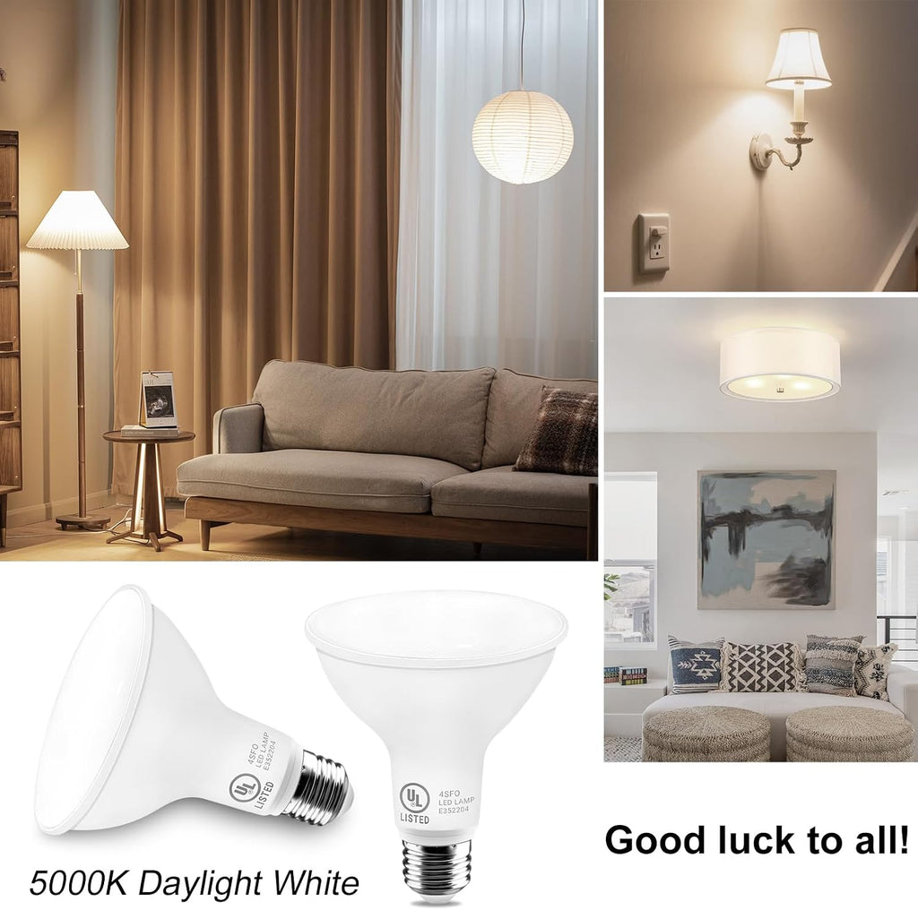 11W Par30 LED Bulb (75W Equivalent), UL Listed, 5000K Daylight White Dimmable Flood Light Bulbs, 850 Lumens, E26