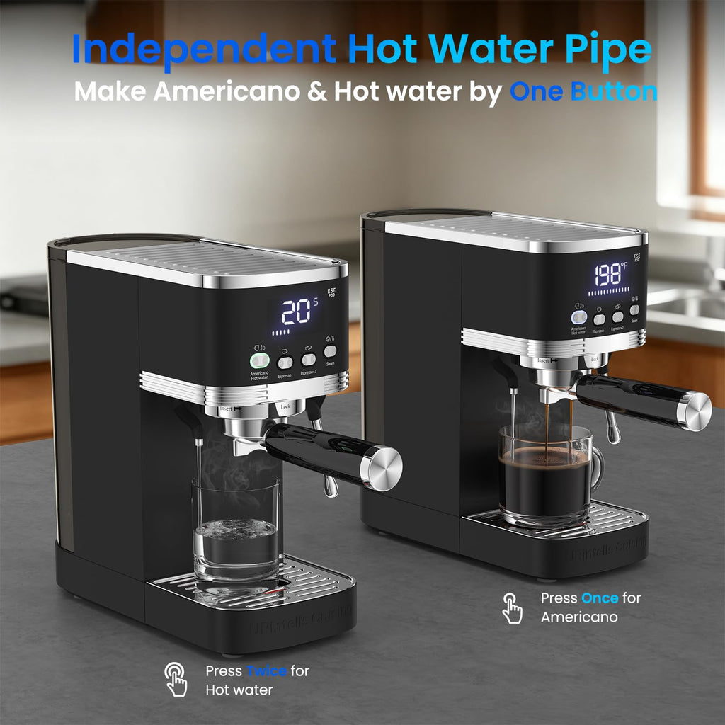 Compact Espresso Machine 20 Bar, with 3 Adjustable Temp