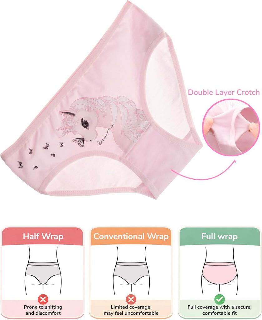 Girls' Soft Cotton Underwear - Kids Bikini Brief Panties for Girls and Toddlers Pack, Age