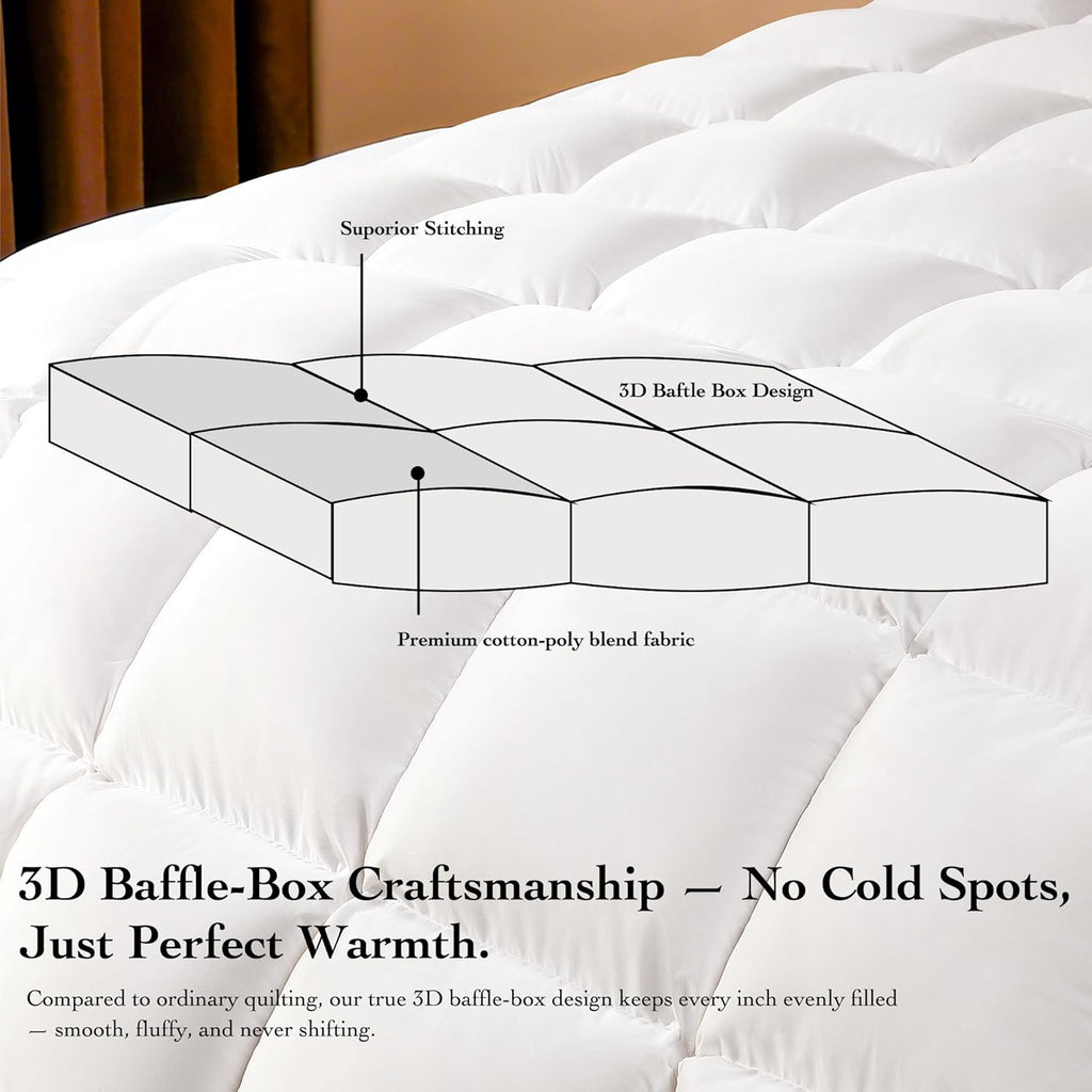 Goose Down Fiber Comforter Queen - All Season Naturally Breathable Down Comforters