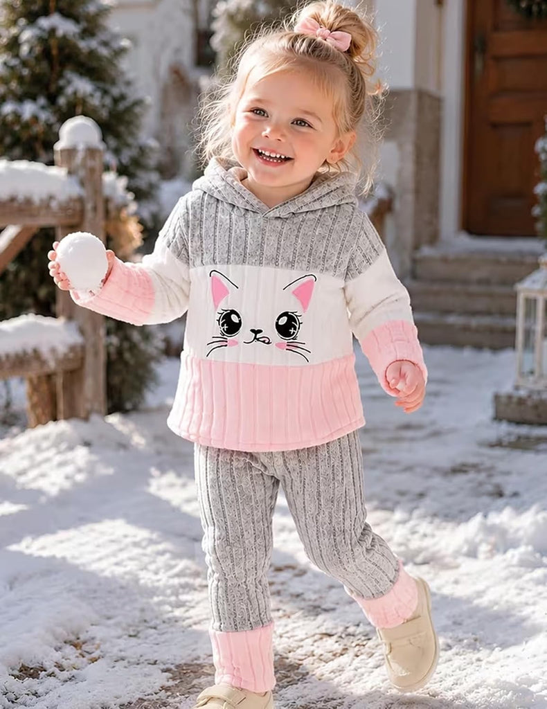 Toddler Baby Girl Clothes Fall Winter Outfits Long Sleeves Hoodie Top Sweatpants Set Sweatsuit 2Pcs