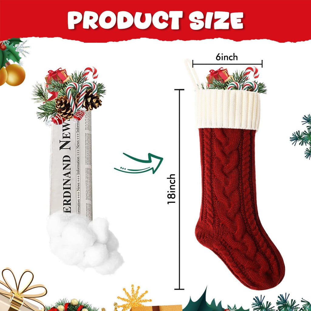 Christmas Stockings 18 Inches Classic Cable Knitted Set Large Classic Fireplace Hanging Stockings for Kids,Family