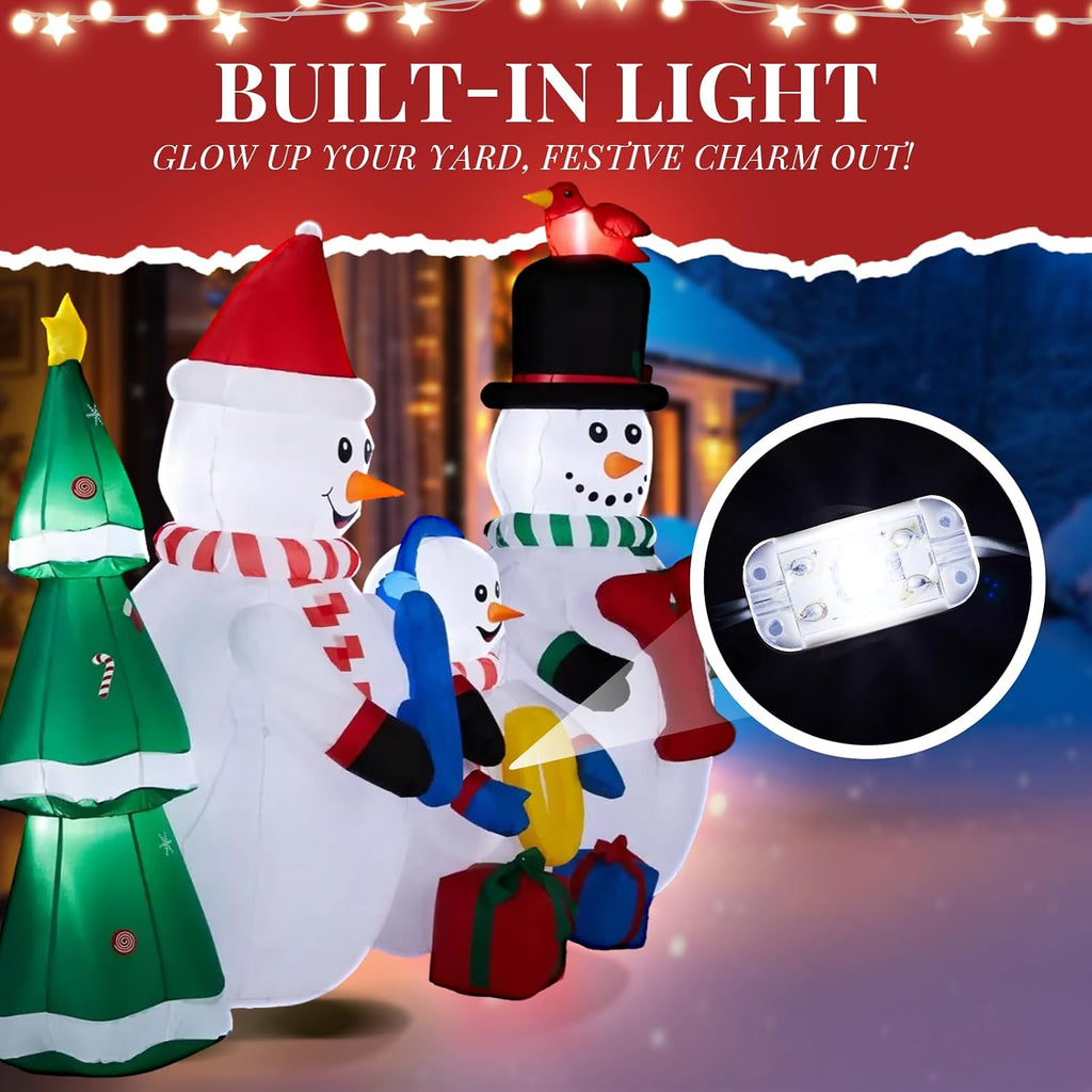 8FT Christmas Inflatables Snowman Family Outdoor Decoration