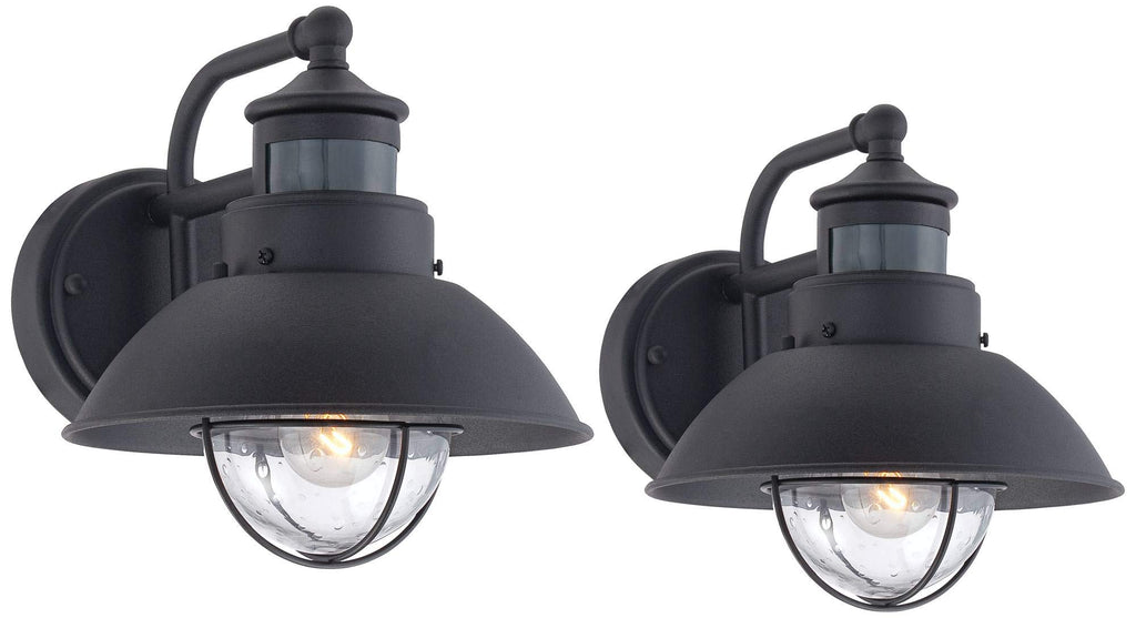 Oberlin 9" Black Auto-On Motion Sensor Rustic Outdoor Light Fixture