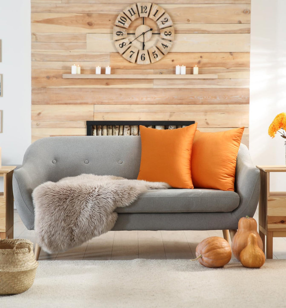 4-Pack 100% Cotton Decorative Throw Pillow Covers 18x18 Fall Orange